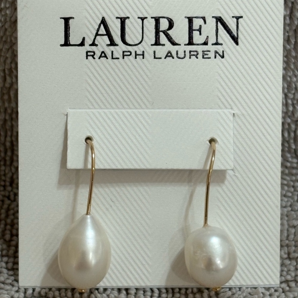 Lauren Ralph Lauren Fresh Water Pearl and Gold Drop Earrings